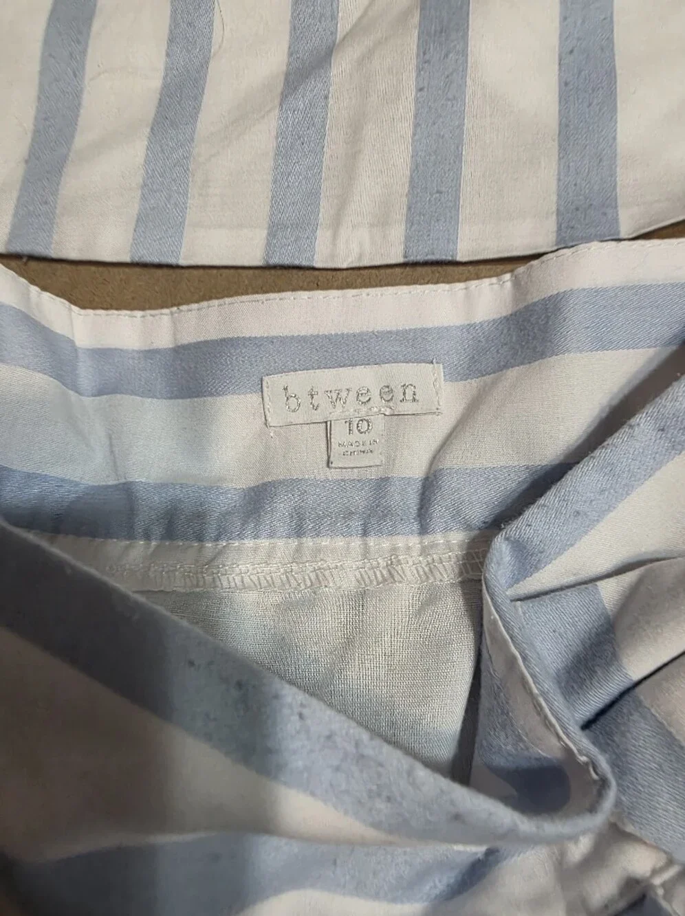 btween Light Blue and White Striped Two-Piece Set